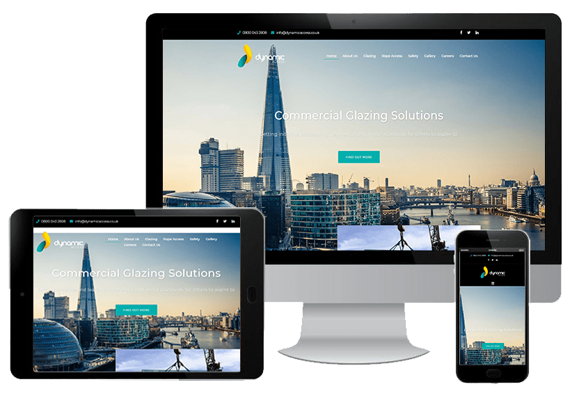 Dynamic Access Commercial Glazing Services Rope Access Chris Maloney Digital Design Website Designer Chesterfield Derbyshire SEO Professional Marketing Company
